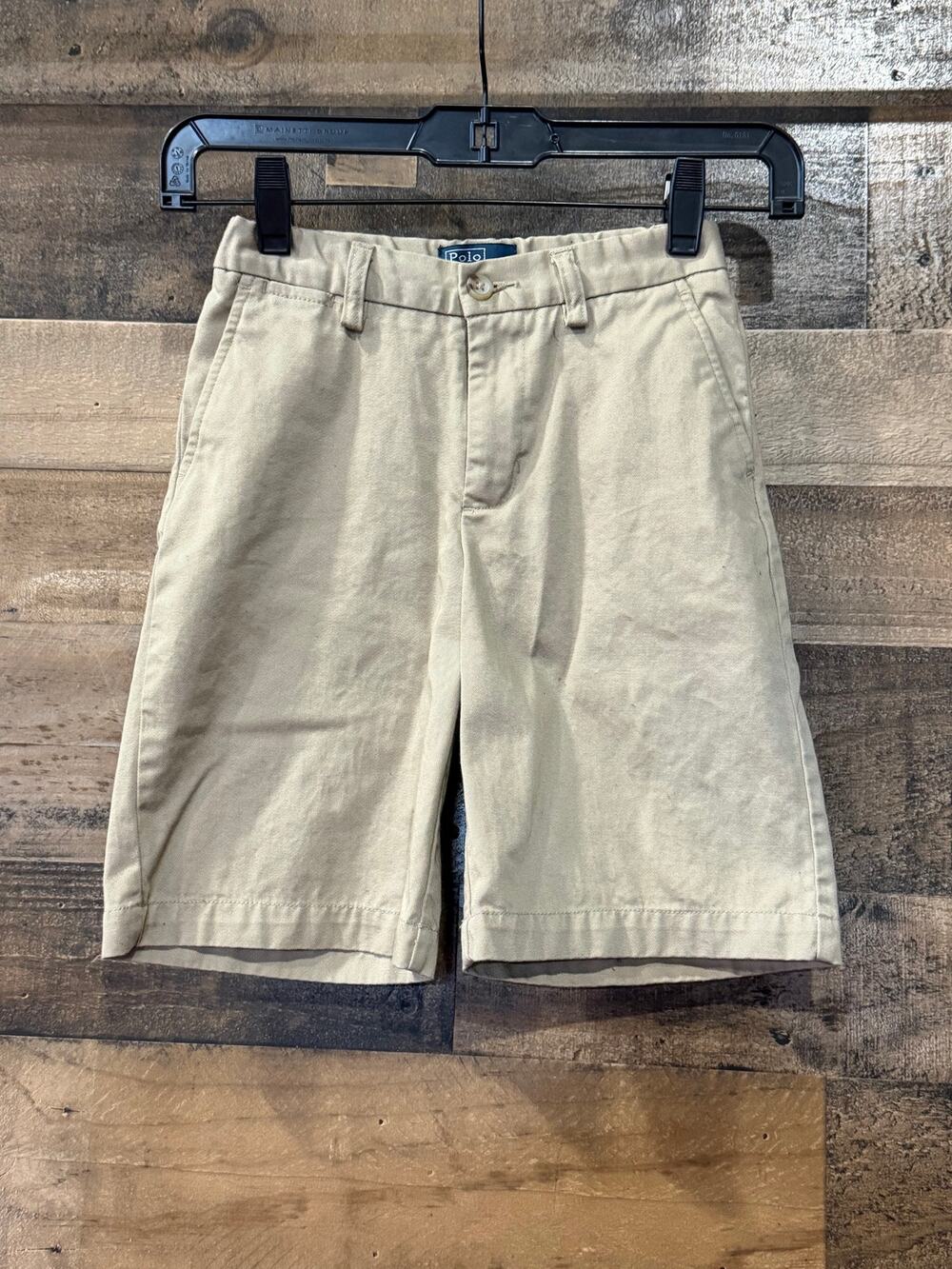Polo Ralph Lauren Boys Size 7 Tan Chino Shorts - Beige Cotton - Flat Front
